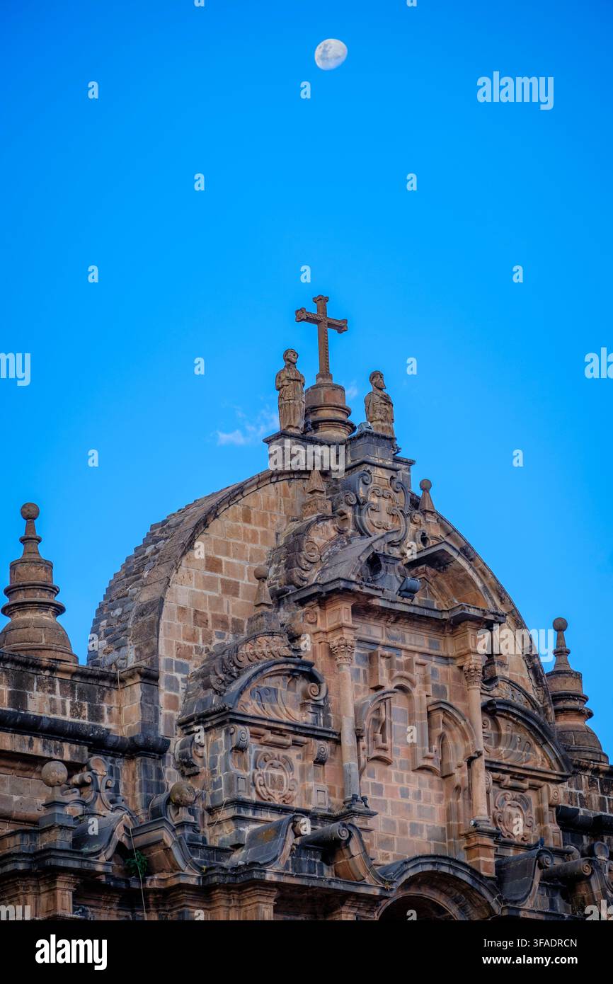 Detail der Fassade der Kathedrale von Cusco, Cuzco Plaza de Armas, Peru, Südamerika Stockfoto