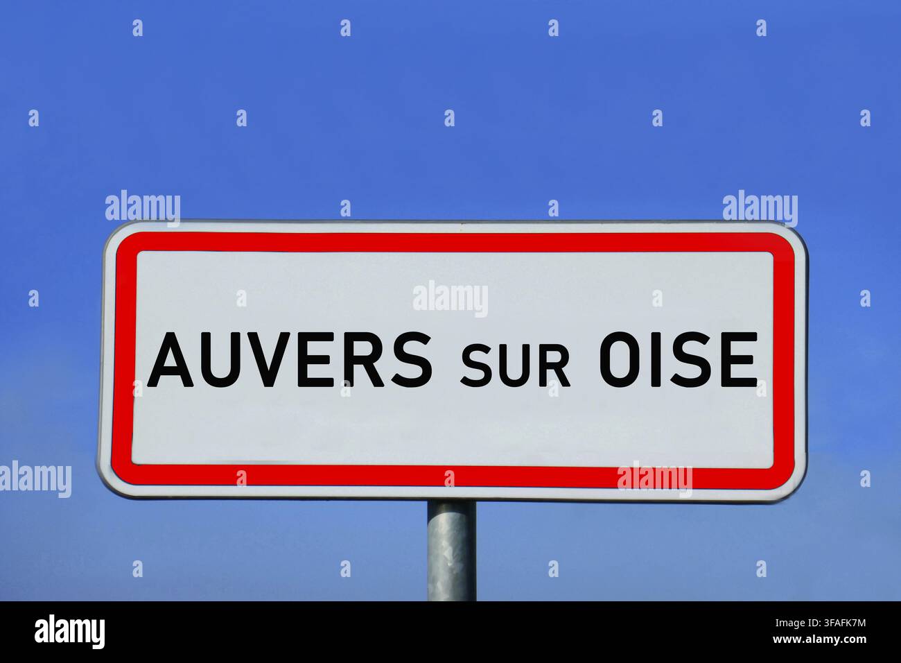 Ortsschild von Auvers-sur-Oise Stockfoto