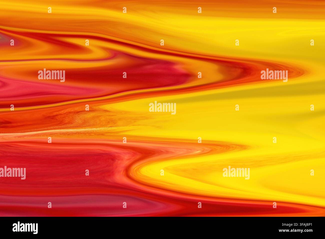 Abstrakter farbenfroher Hintergrund. Rote und gelbe Farbwellen. Horizontal. Stockfoto