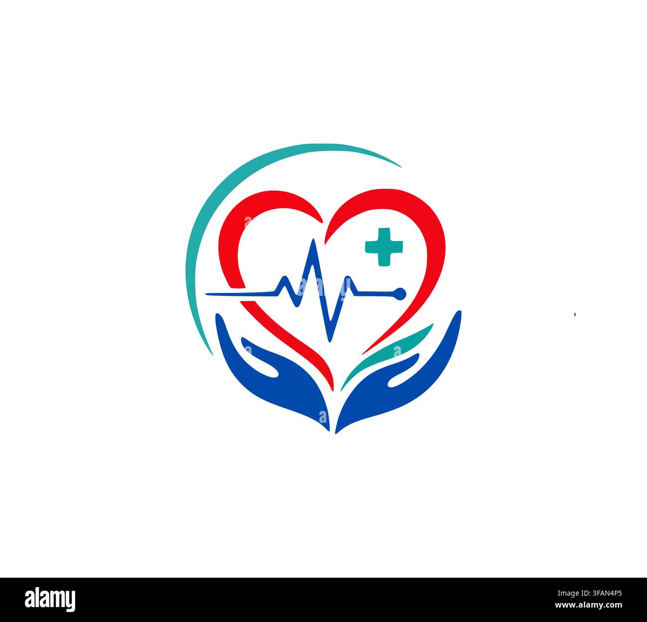 Medizinische Versorgung Herzschlag und Hände Logo Vektor Design Stock Vektor