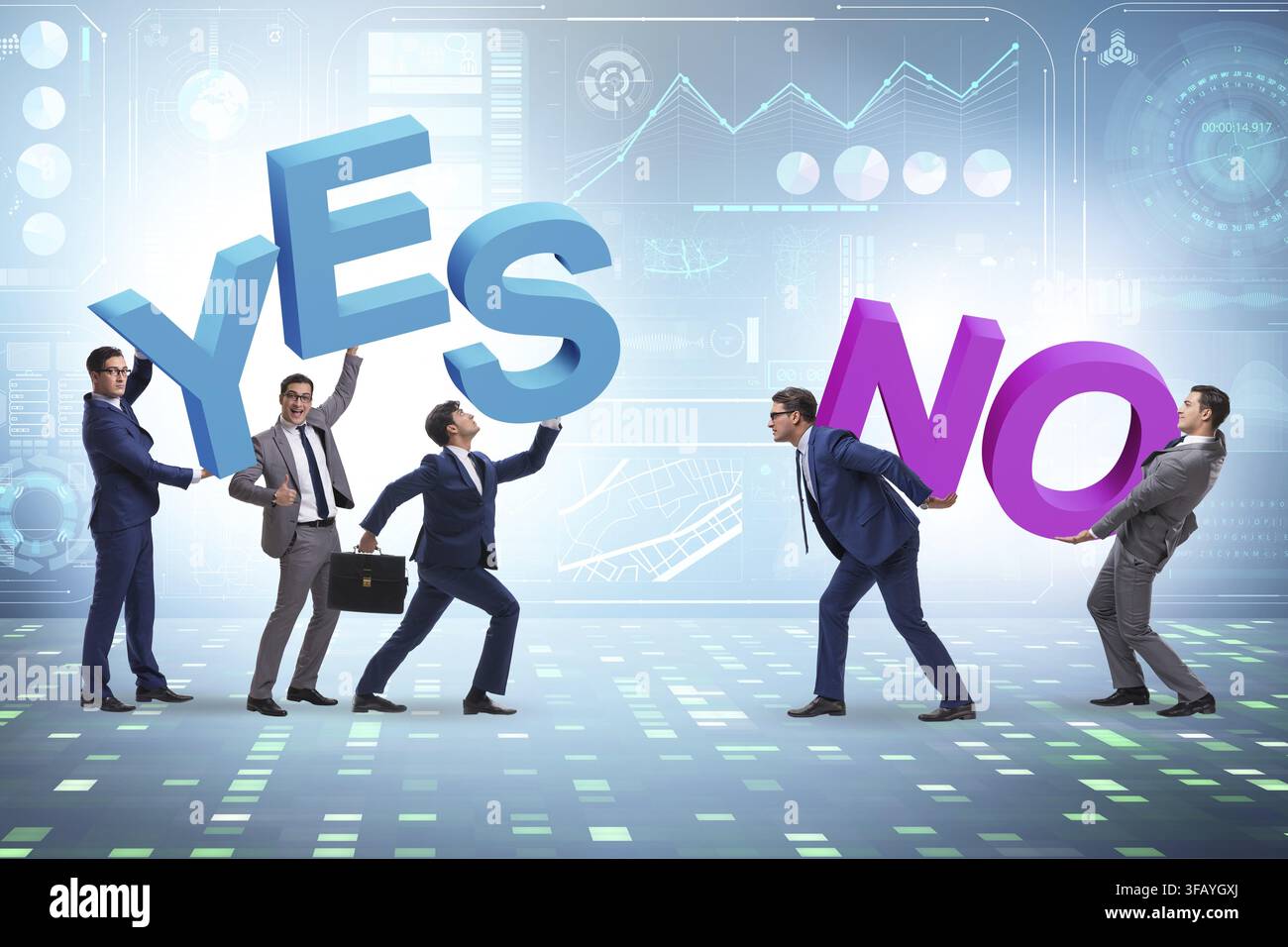 Geschäftsleute im YES NO-Konzept Stockfoto