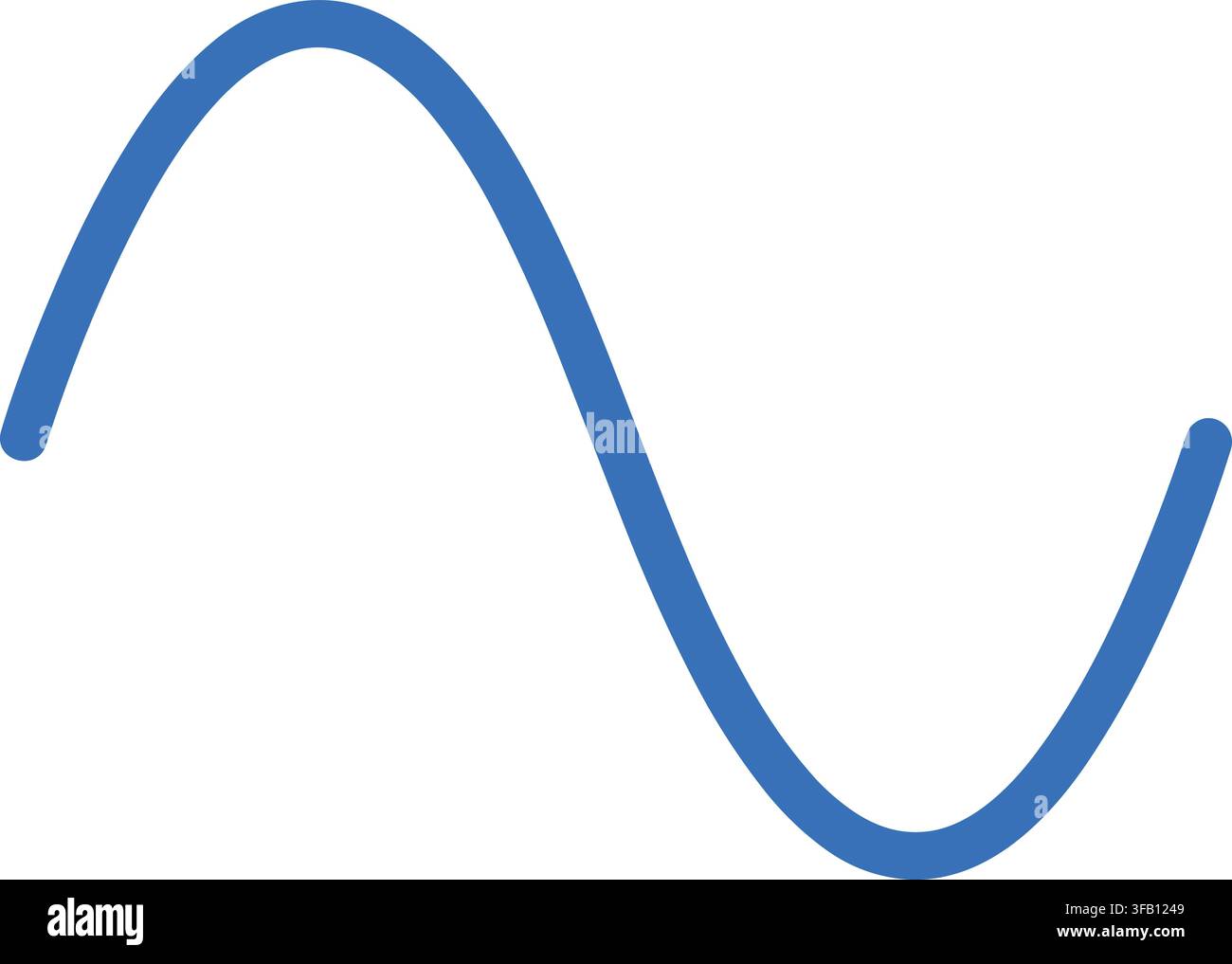 Glatte blaue Sinuswellen-Signalillustration, die mathematische Schwingungsfrequenz für Wissenschafts- oder Technologie-Design darstellt. Stock Vektor