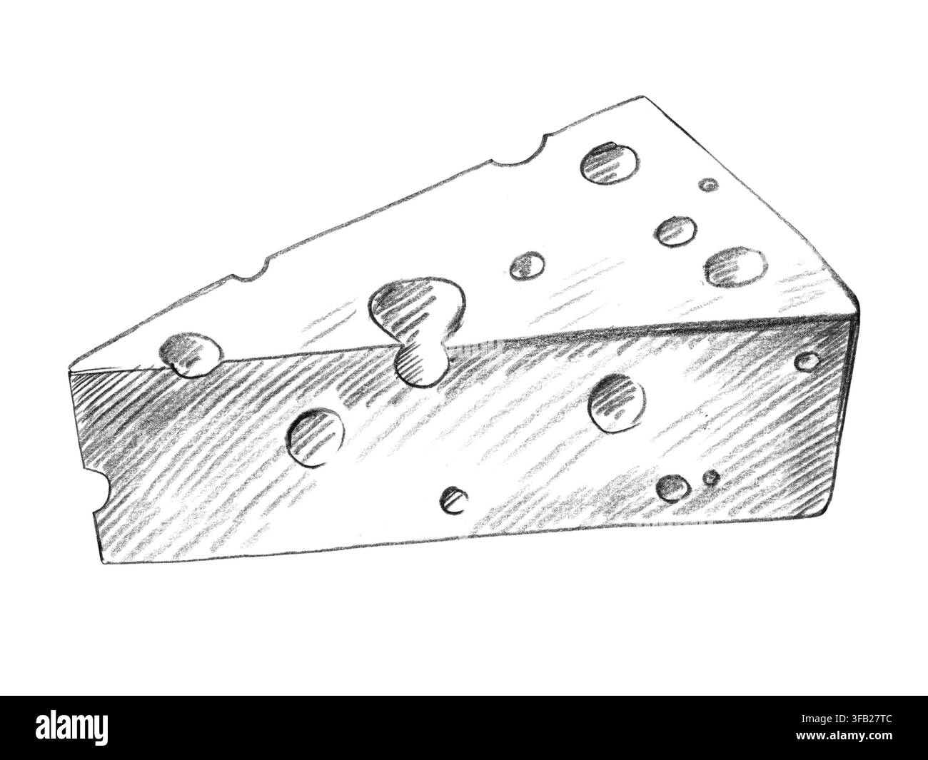Käse. Handgefertigte Bauernhof-Bleistiftillustrationen. Für das Design von Karten, Einbänden, Drucken, Produktetiketten und Stoffen. Stockfoto