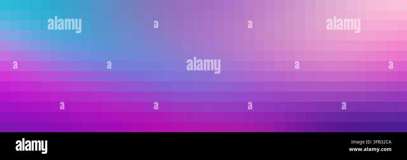 Abstrakter Mosaikhintergrund, der Pixel zeigt, die sich von Blau zu Lila und Rosa verwandeln Stockfoto