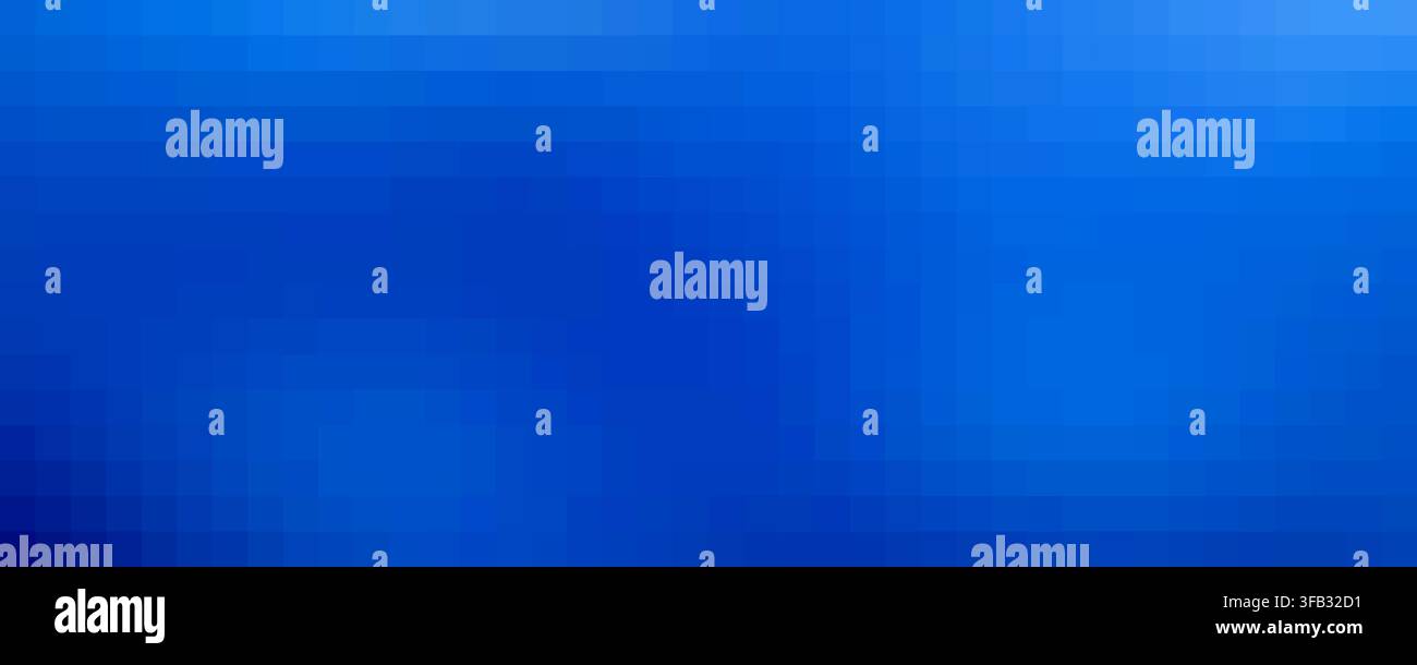 Blaue Pixel, die ein abstraktes Mosaik mit Farbverlauf für digitale Themen und Technologie bilden Stockfoto