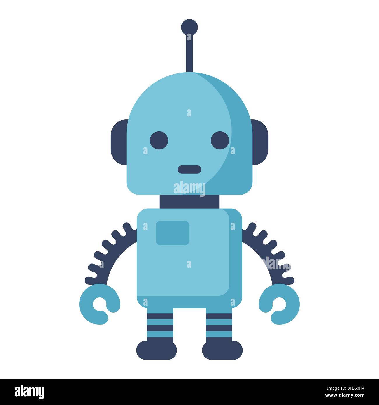 Roboter-Charakter-Ikone im Flat Design, die KI, Automatisierung, digitale Technologie, Innovation und futuristische Konzepte symbolisiert Stock Vektor