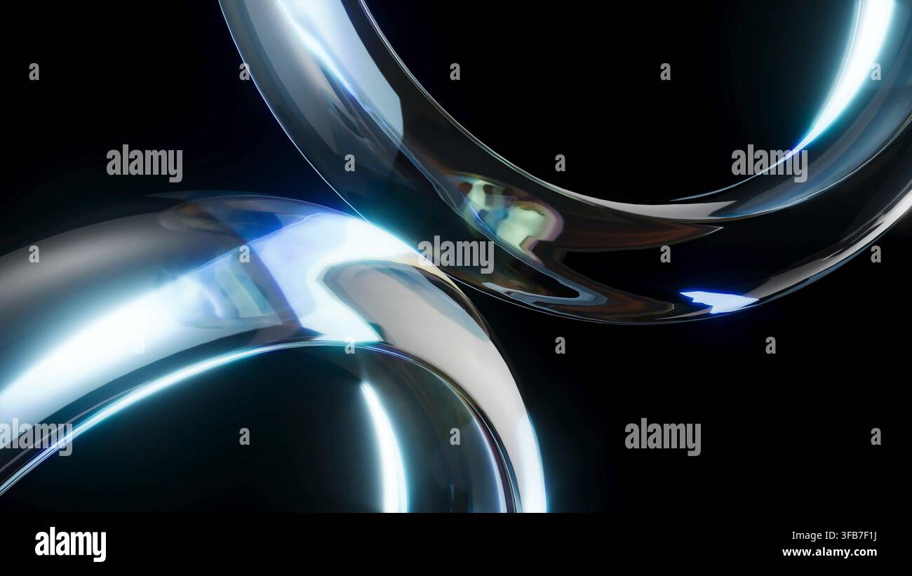 Transparente Glasglanzringe Hintergrund 3D-Rendering Stockfoto