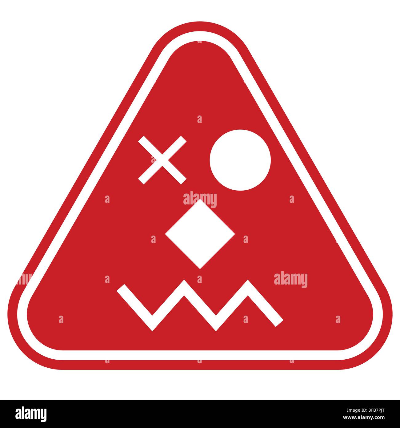 Rotes dreieckiges Warnschild mit geometrischem Gefahren-Sicherheitssymbol für Fehler Stock Vektor