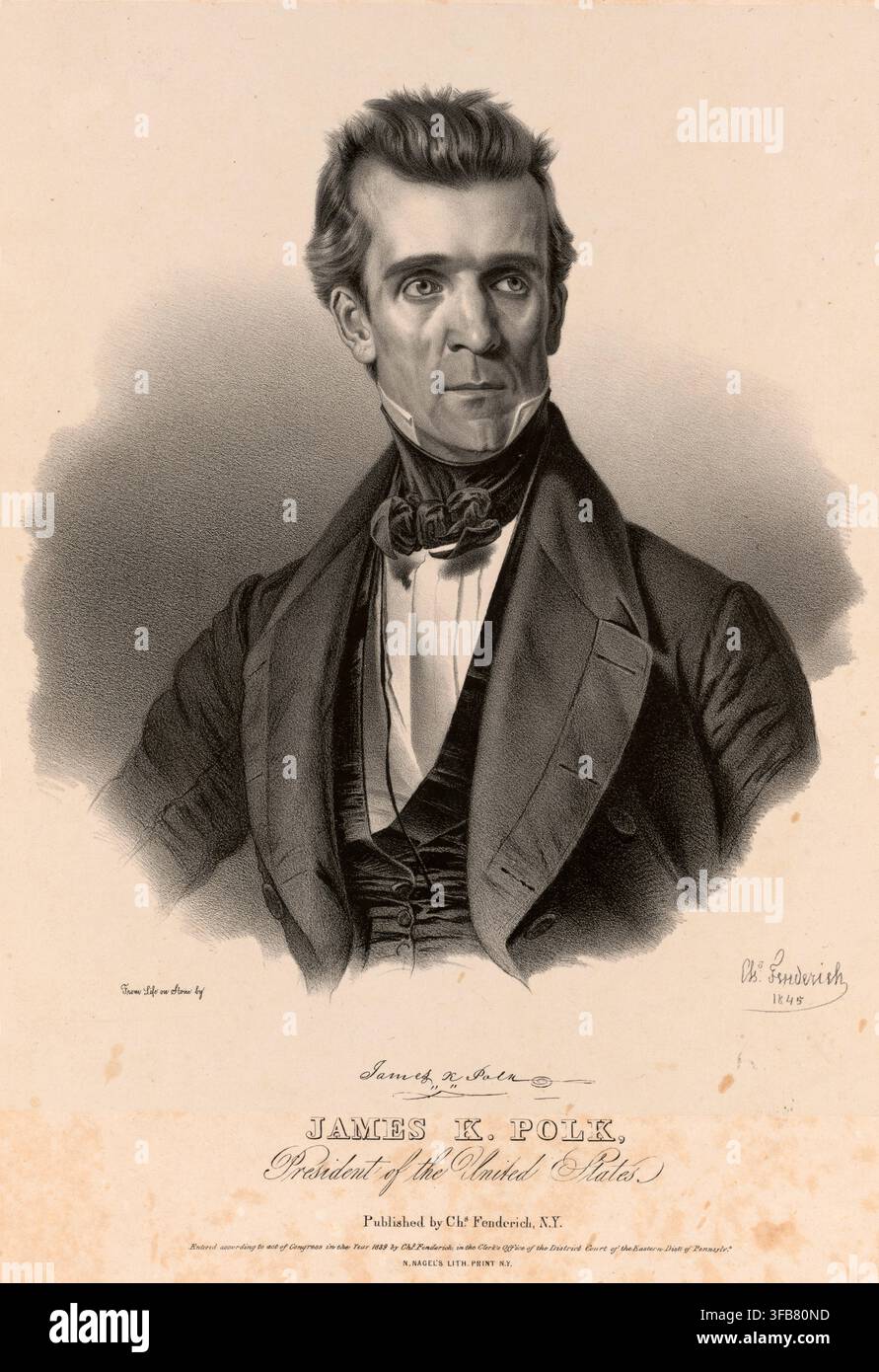 James Knox Polk, geboren am 2. November 1795 in Pineville, Mecklenburg County, North Carolina, gestorben am 15. Juni 1849 in Nashville, war ein US-amerikanischer Politiker Stockfoto