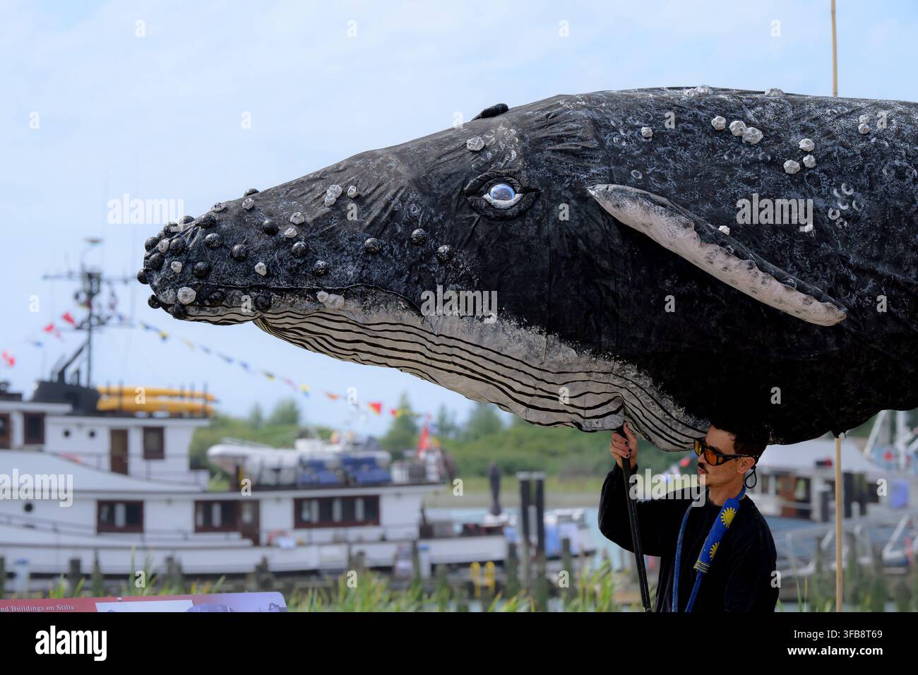 Große Buckelwal-Puppe, Barney der Wal, Richmond Maritime Festival, British Columbia, Kanada Stockfoto