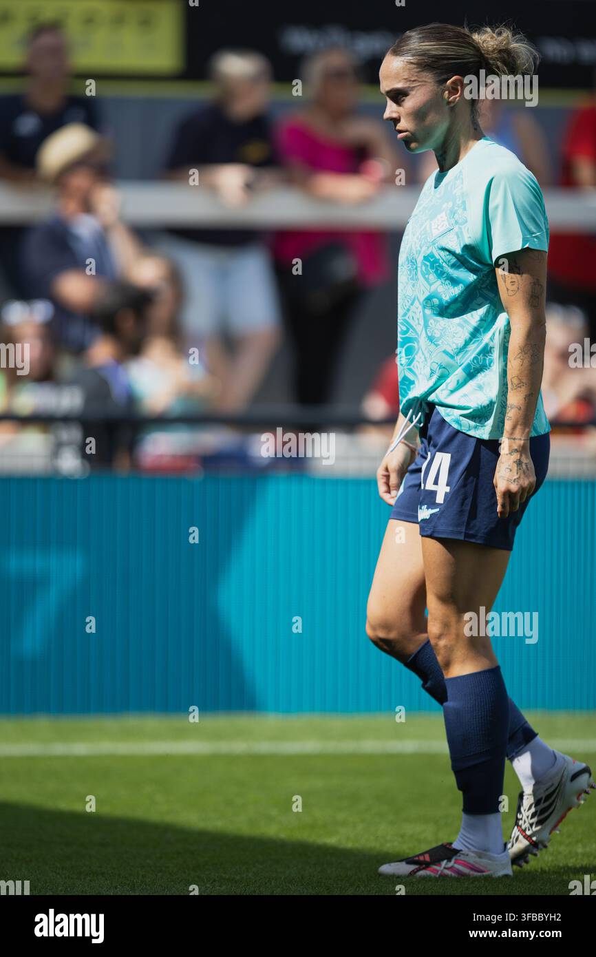 Mapi León im Einsatz für die London City Lionesses während des Vorsaison-Freundschaftsspiels gegen Atlético Madrid. Stockfoto