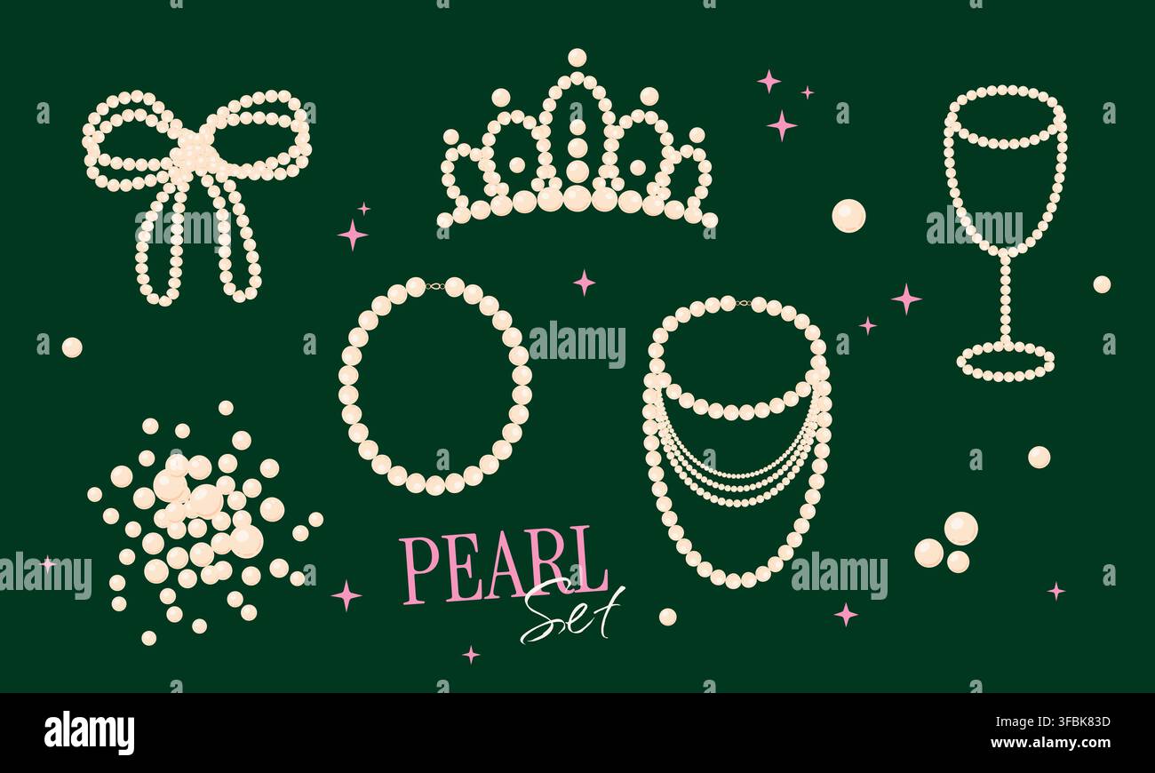 Perlen-Schmuck-Set Stock Vektor