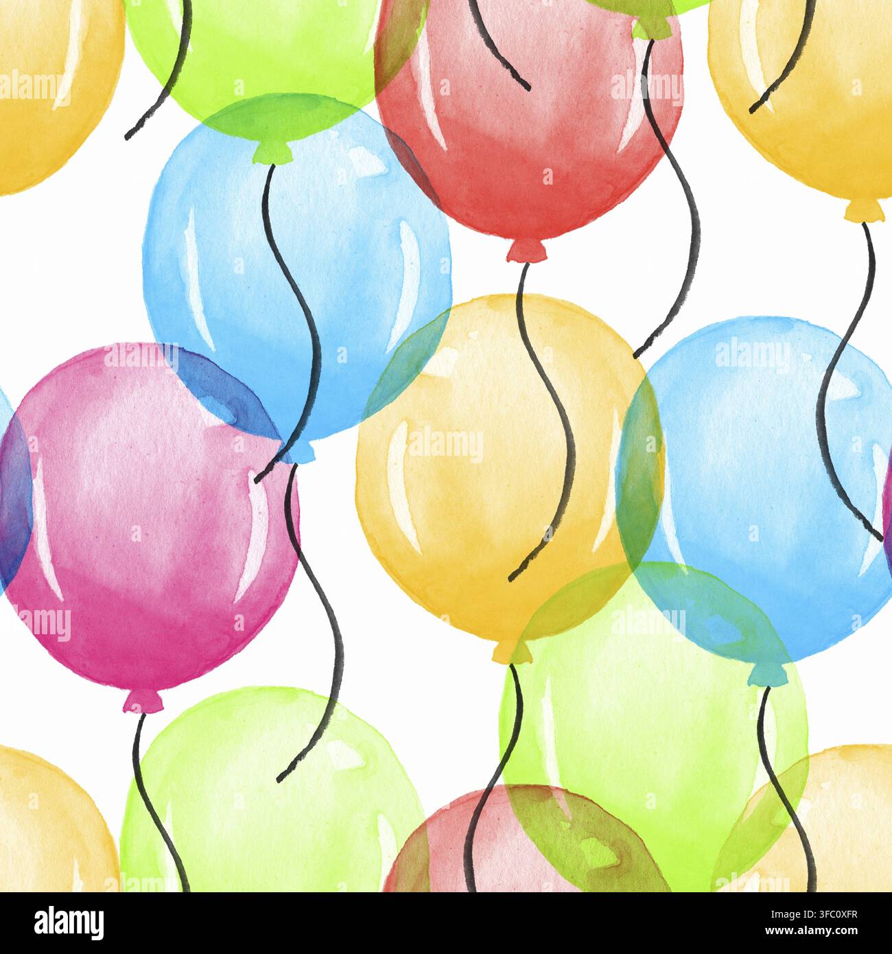 Luftballons. Aquarell nahtloses Muster. Handgemalte Hintergrund Stockfoto