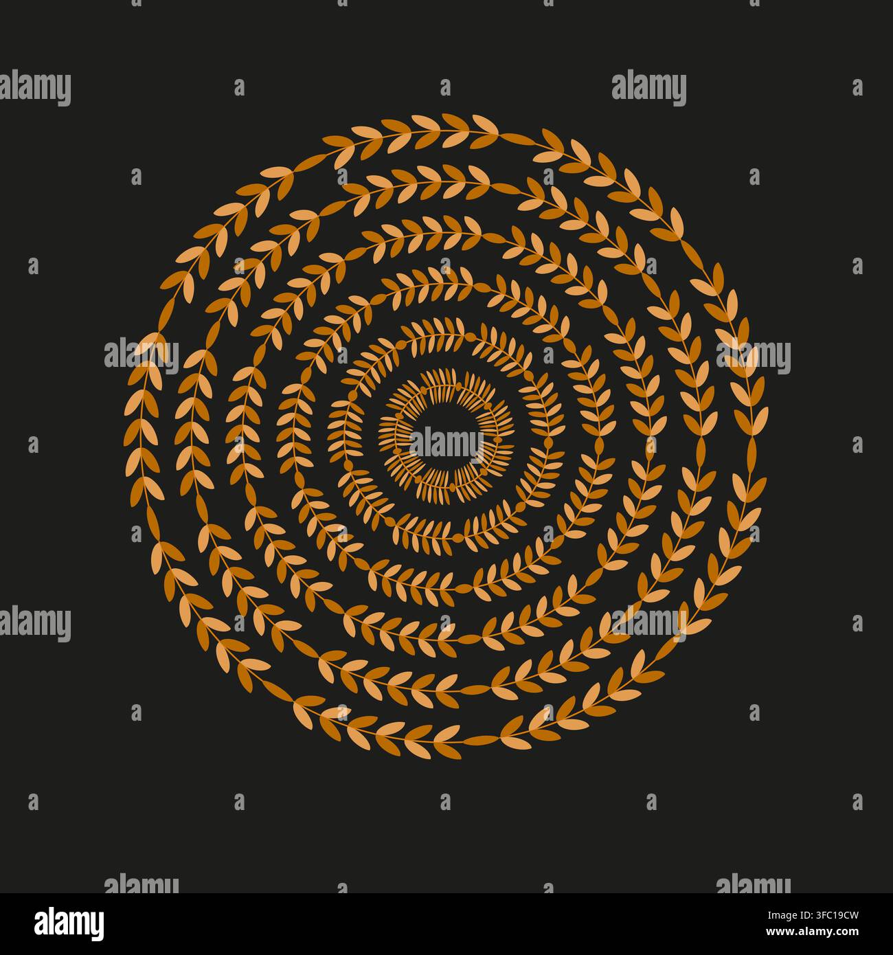 Laureolkranzrahmen-Vektorform zeigt goldenes geometrisches Muster. Er repräsentiert kreatives Vintage-Ornament. Stock Vektor