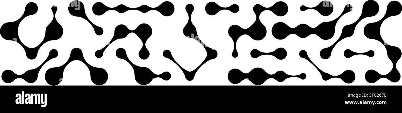 Abstrakte geometrische Metaball-Verschmelzung mit flüssigem organischem Blob, mit einem kreisförmigen Punkt, der eine Linienvektorillustration verbindet. Stock Vektor