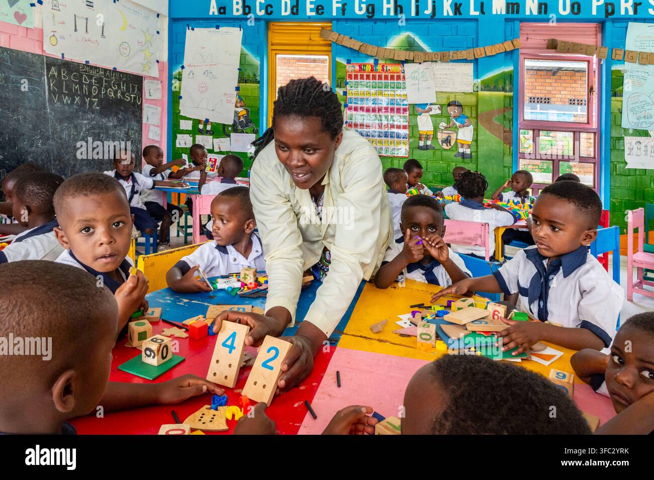 Ruanda, Großer Seenbezirk, Nordprovinz, Bezirk Musanze, Kinigi, Kampanga-Zentrum für frühe Kindheit und Familienentwicklung, die Kindertagesstätte Stockfoto