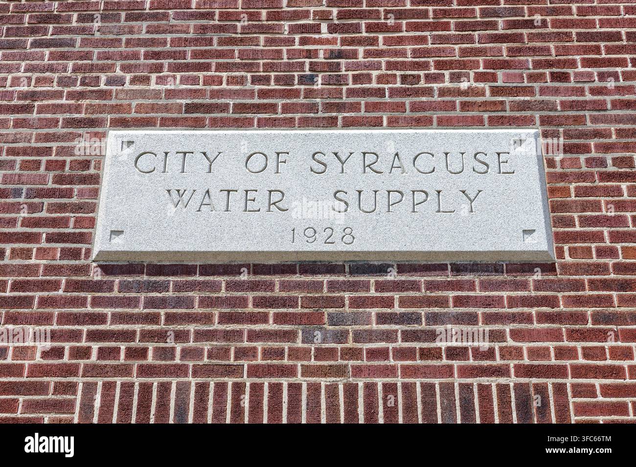 Stadt-Syracuse-Wasserversorgungsschild Stockfoto