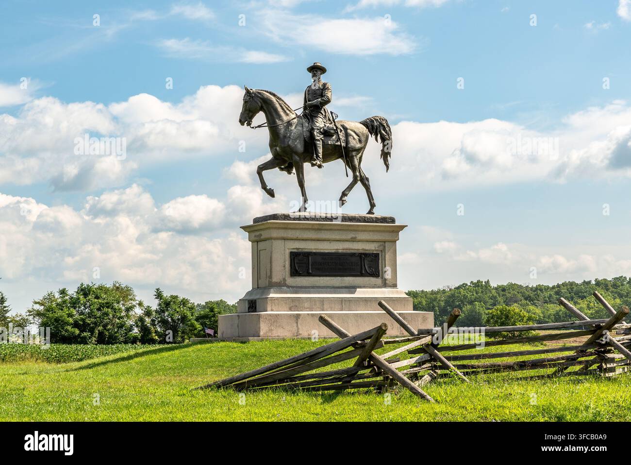 Gettysburg, Pennsylvania, USA - 24. August 2026 - Historisches Reiterdenkmal für Generalmajor John Fulton Reynolds auf der Chambersburg Pike nahe McPher Stockfoto