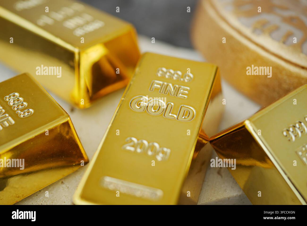 Goldbarren zur Schau gestellt Stockfoto