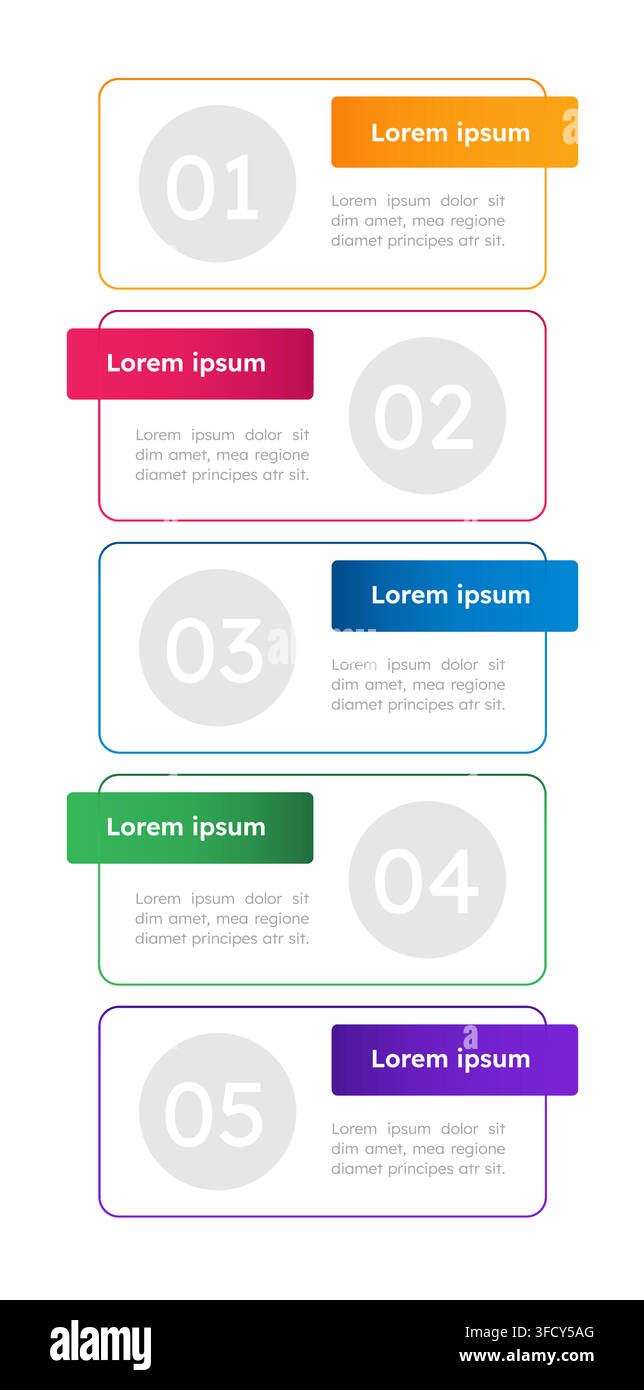 Organisierte vertikale Listenstruktur leere Infografik-Vorlage Stock Vektor