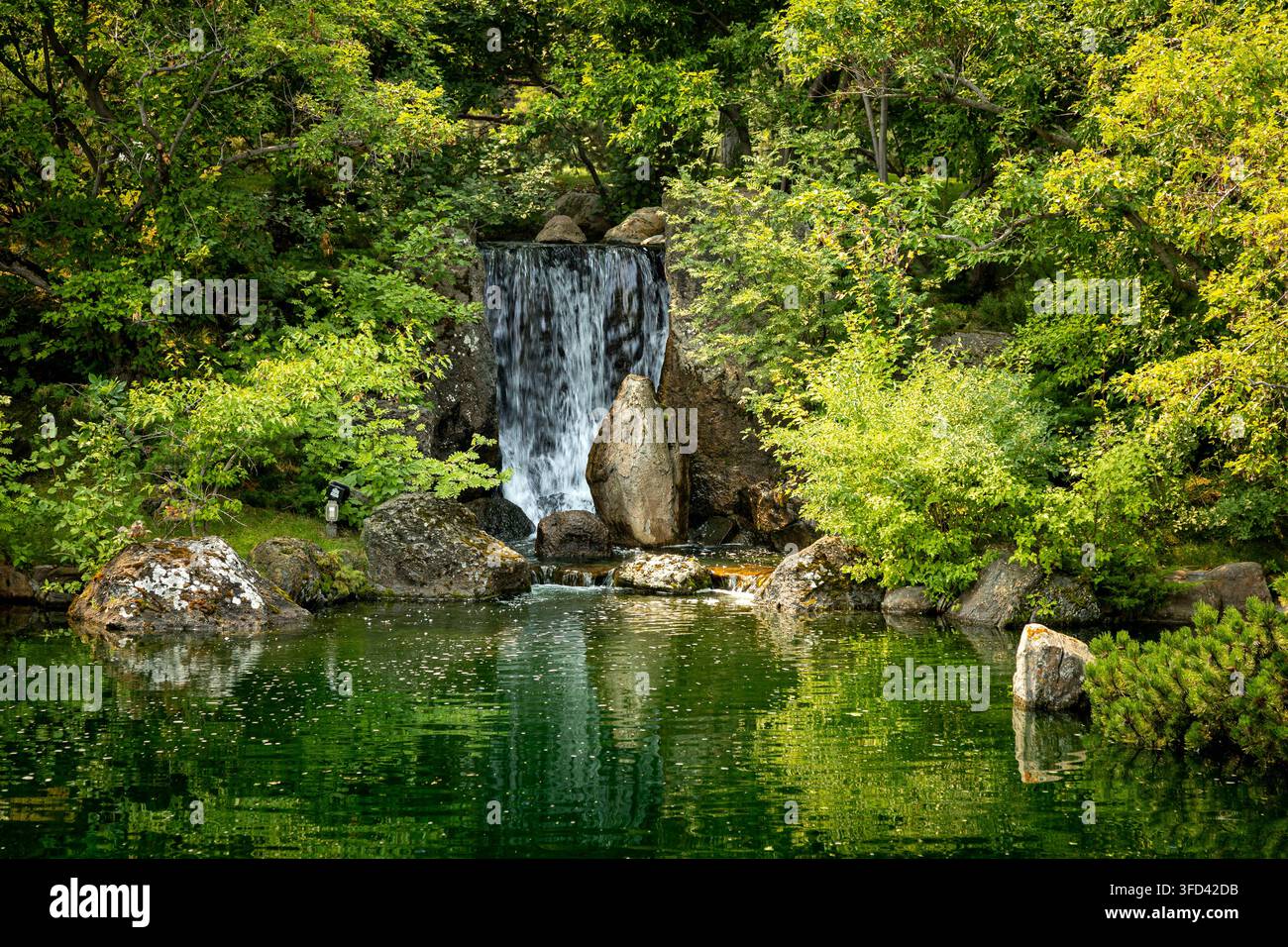 Nikka Yuko japanischer Gartenlandschaft. Stockfoto