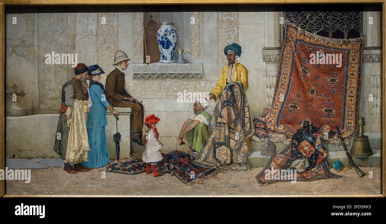Osman Hamdi Bey: Türkische Straßenszene oder Perserteppichhändler, 1888, Ausstellung zum Orientalismus, Metropolitan Museum of Art, New York City Stockfoto
