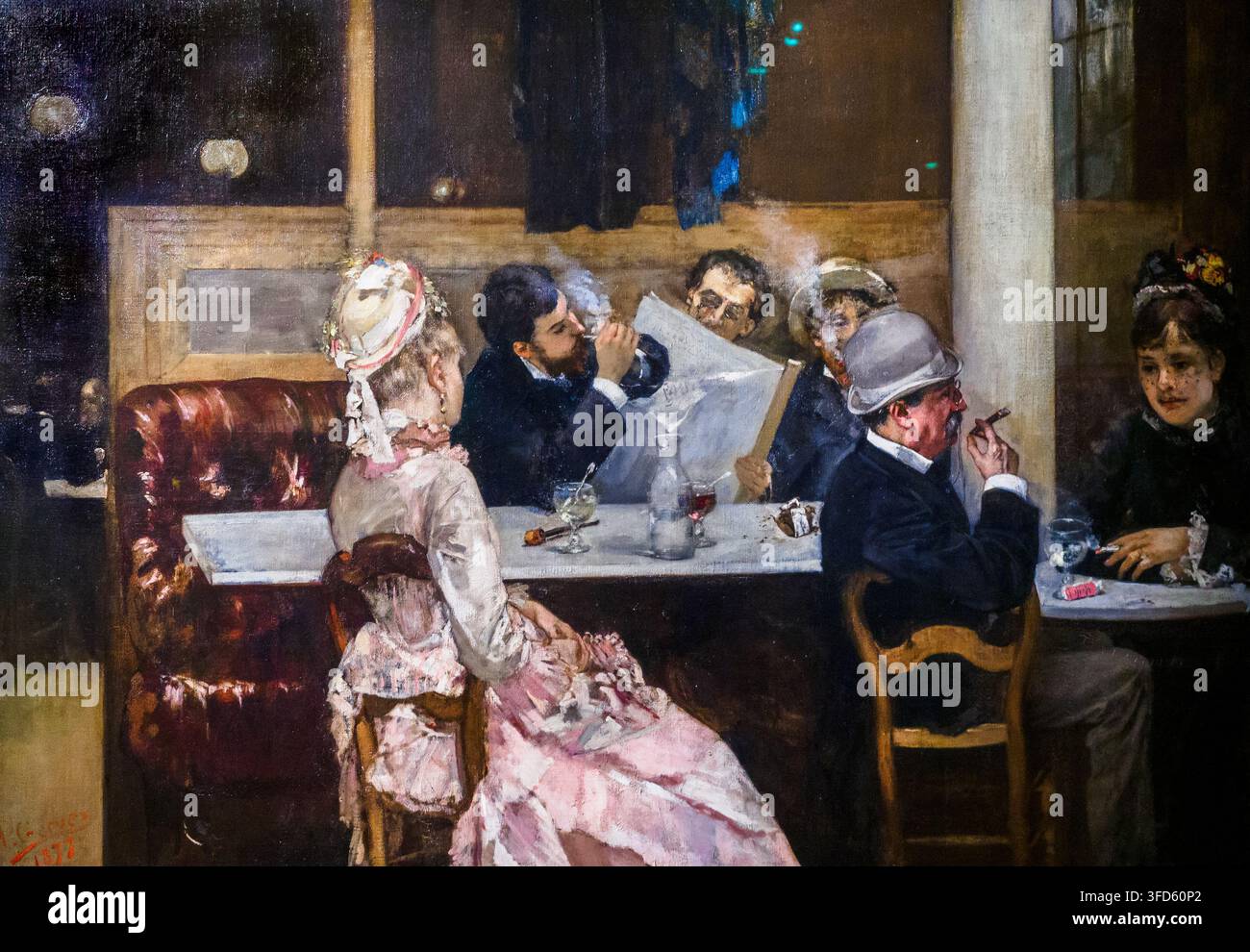 Kaffeeszenen in Paris (1877) von Henri Gervex (1852 - 1929) - Öl auf Leinwand Stockfoto