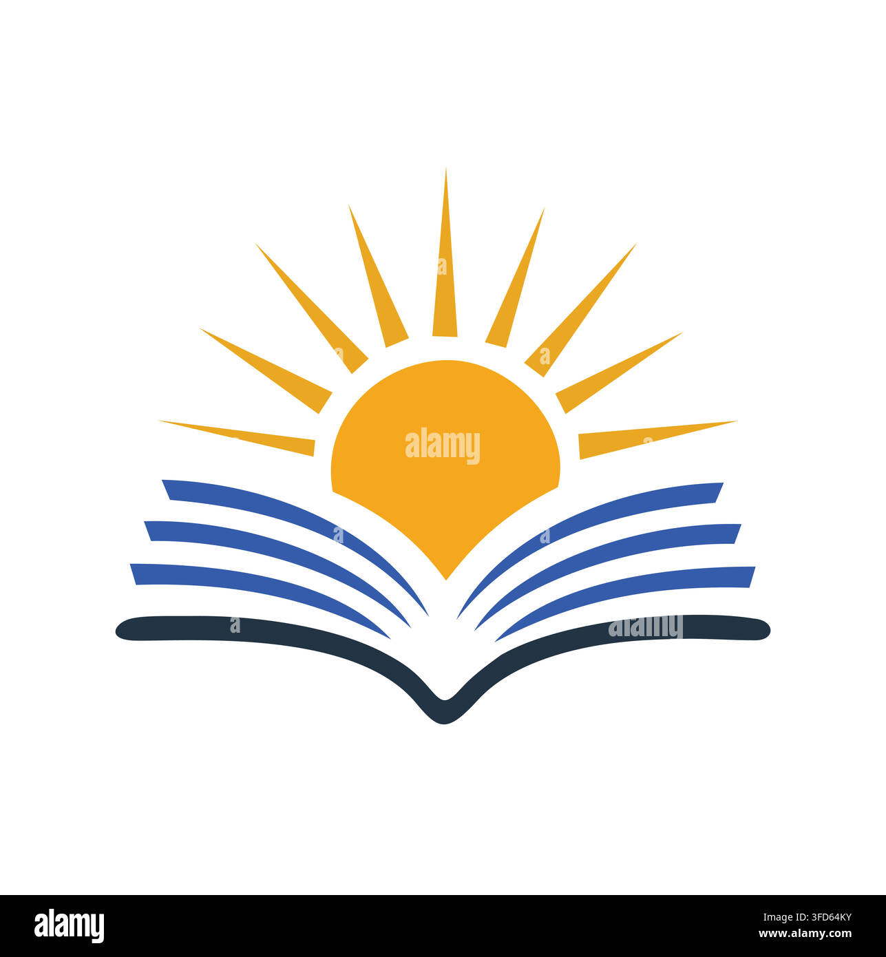 Professionelles modernes Sunburst-Offenes-Buch-Lese-Bildung-Vektor-Logo Stock Vektor