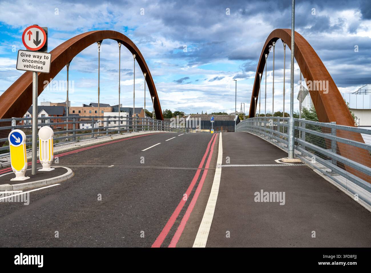 Bow Bridge. Buro Happold leitete das Design für eine neue Wahrzeichenbrücke für die Stadt Chelmsford in Essex Stockfoto