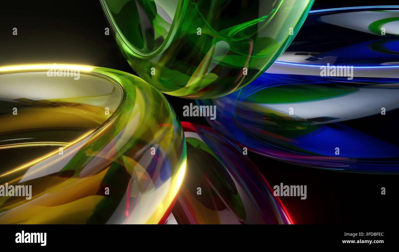 Farbglasringe Hintergrund 3D-Rendering Stockfoto