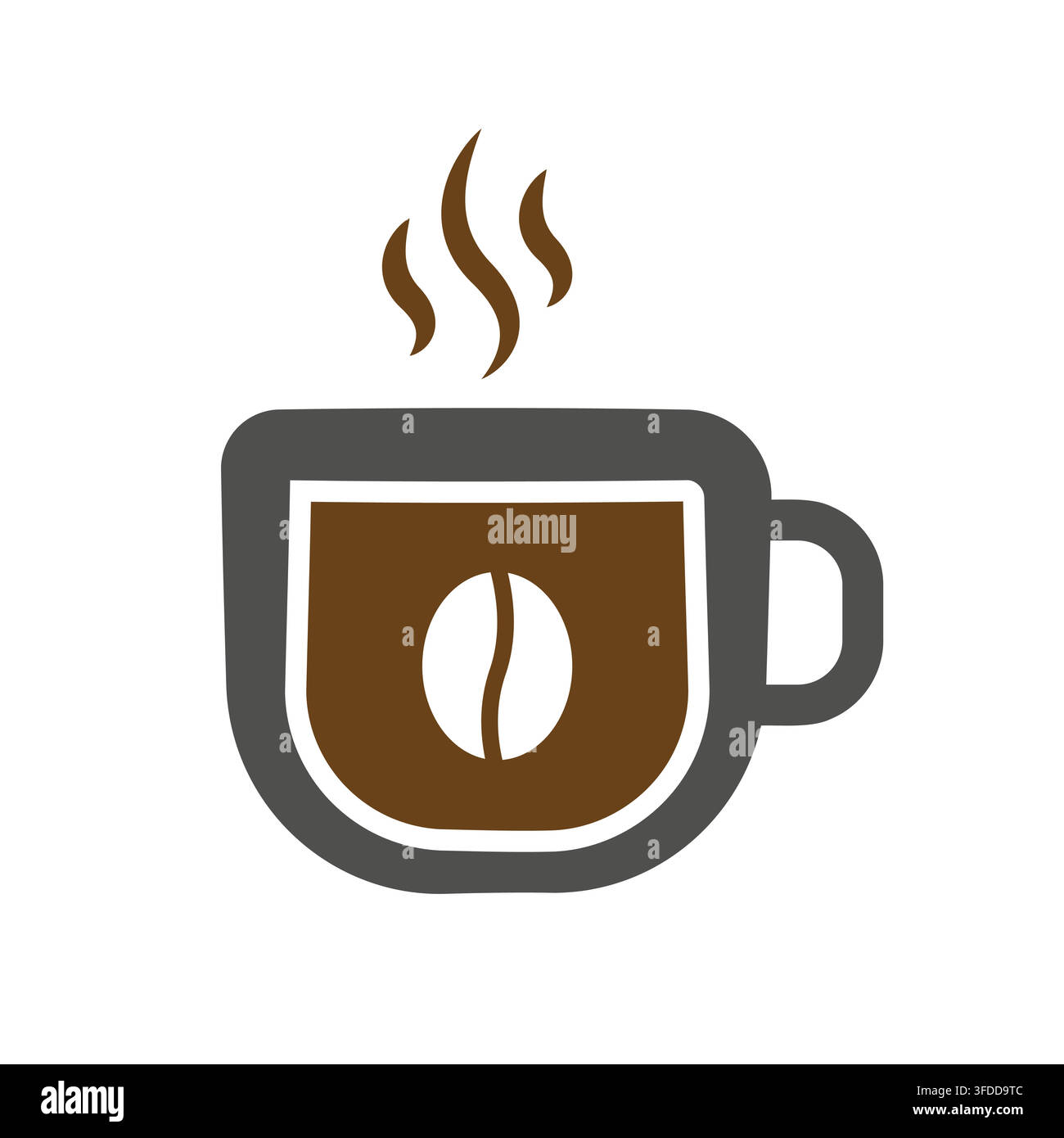 Heißer-Kaffee-Tassen-Vektor-Icon mit Dampf- und Kaffeebohnen-Design Stock Vektor