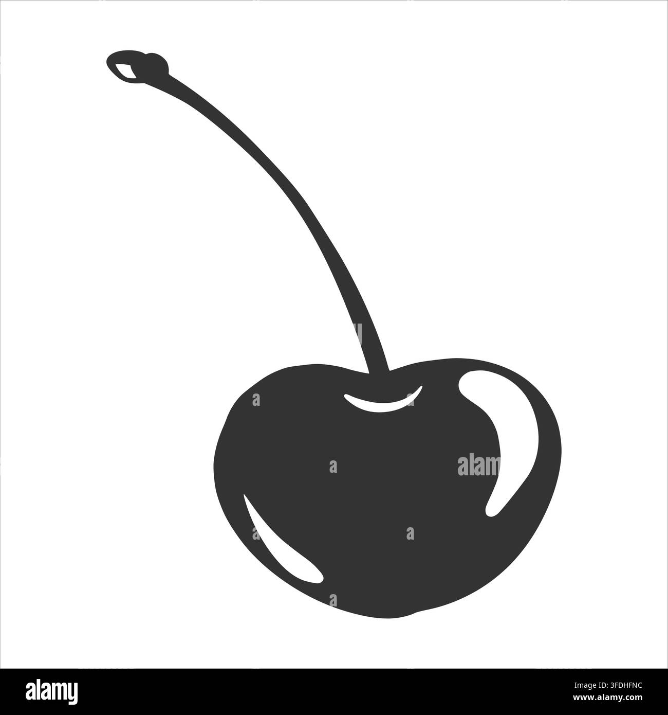 Vektor-Kirsch-Silhouette in einem minimalistischen Design. Perfekt für Logos, Etiketten, Banner und kreative Layouts. Vielseitige Grafiken für alle Designbedürfnisse. Stock Vektor