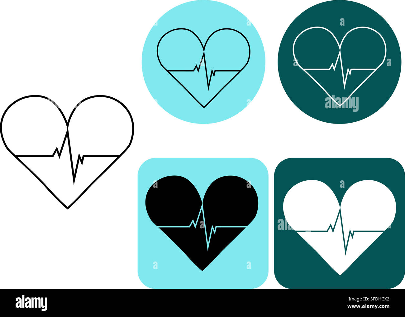 Herzschlag-Logotype-Apotheke-Symbol handgezeichnete Illustration. Vektor-Grafik-Linienkunst. Perfekt für Logo, Branding, Verpackung, Etiketten und modernes Dekor de Stock Vektor