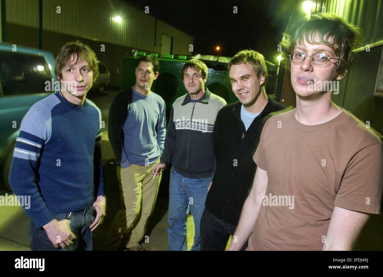 Gruppenporträt der Rockgruppe The Gloria Record, Austin, Texas, 19. Februar 2002. (Foto von John Anderson/The Austin Chronicle) Stockfoto