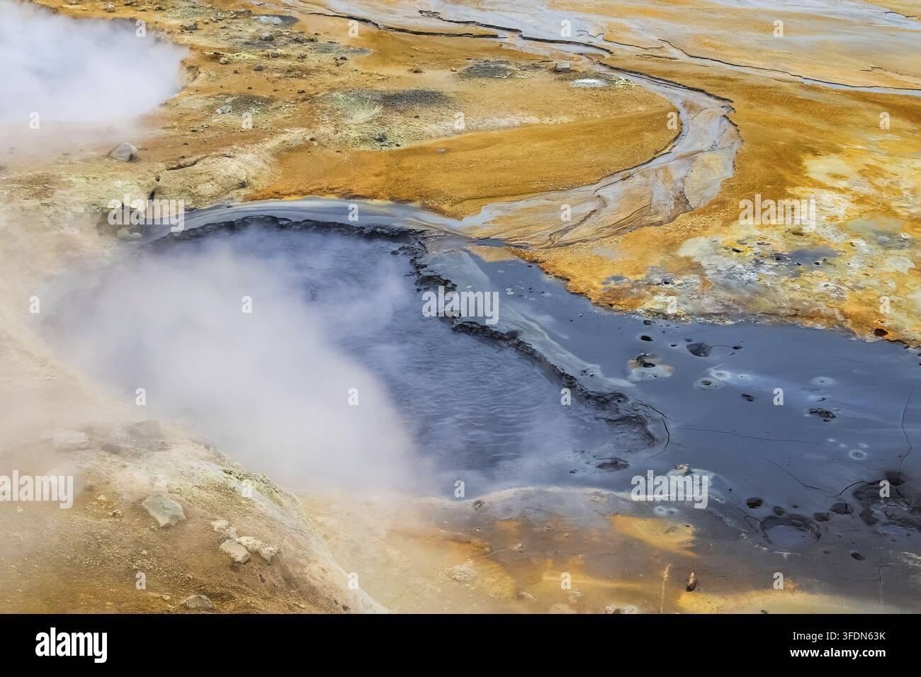 Blick auf die Lavafelder eines vergangenen Vulkanausbruchs in Island Stockfoto