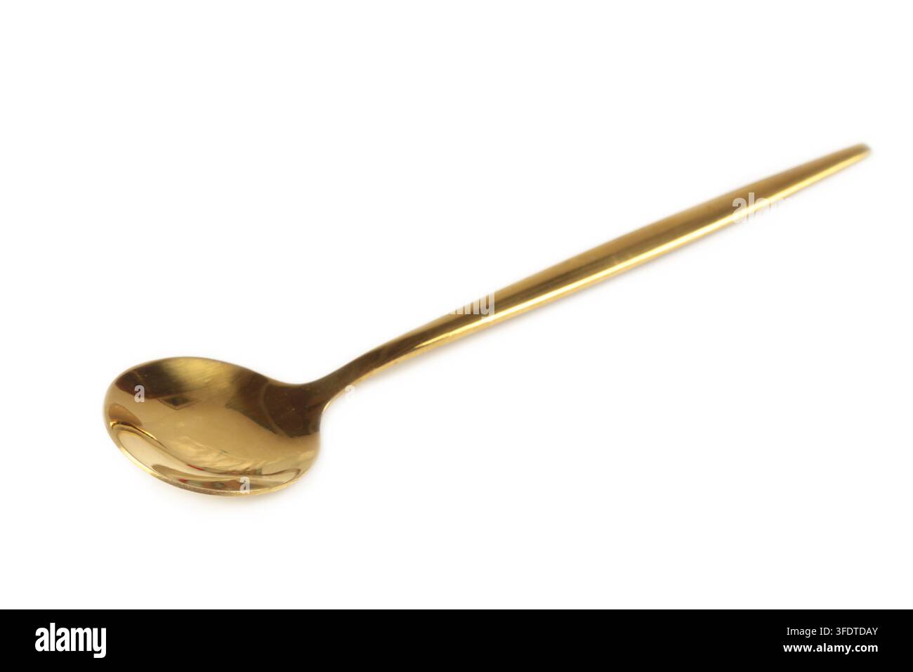 Goldenen Löffel auf weißem Hintergrund Stockfoto