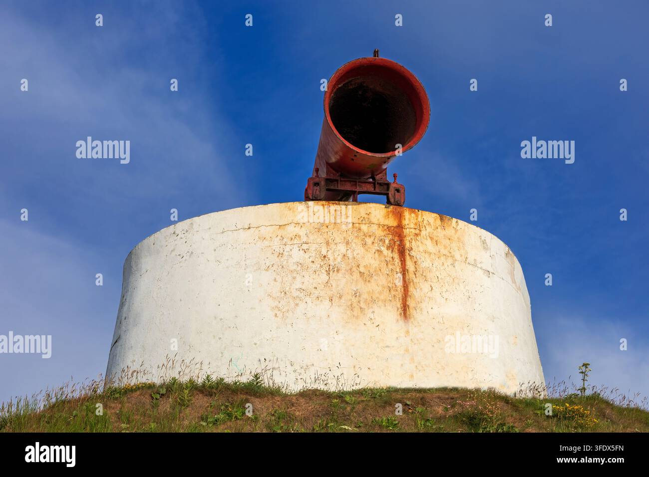 Nebelsignal am Girdle Ness Leuchtturm, Aberdeen, Schottland, Vereinigtes Königreich Stockfoto