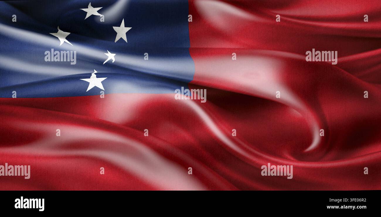 3D-Illustration einer samoanischen Flagge - realistisch winkende Stoffflagge Stockfoto
