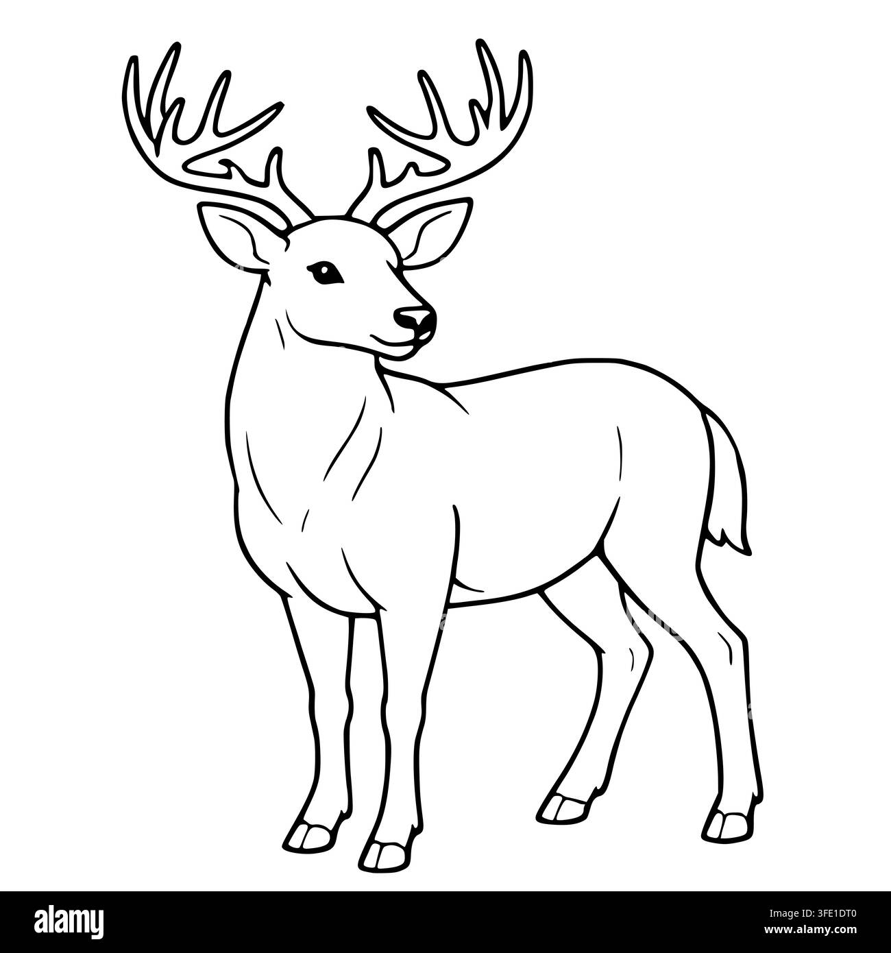 Stehender majestätischer Hirsch-Hengst-Vektor-Illustration mit großen Geweihen Stock Vektor