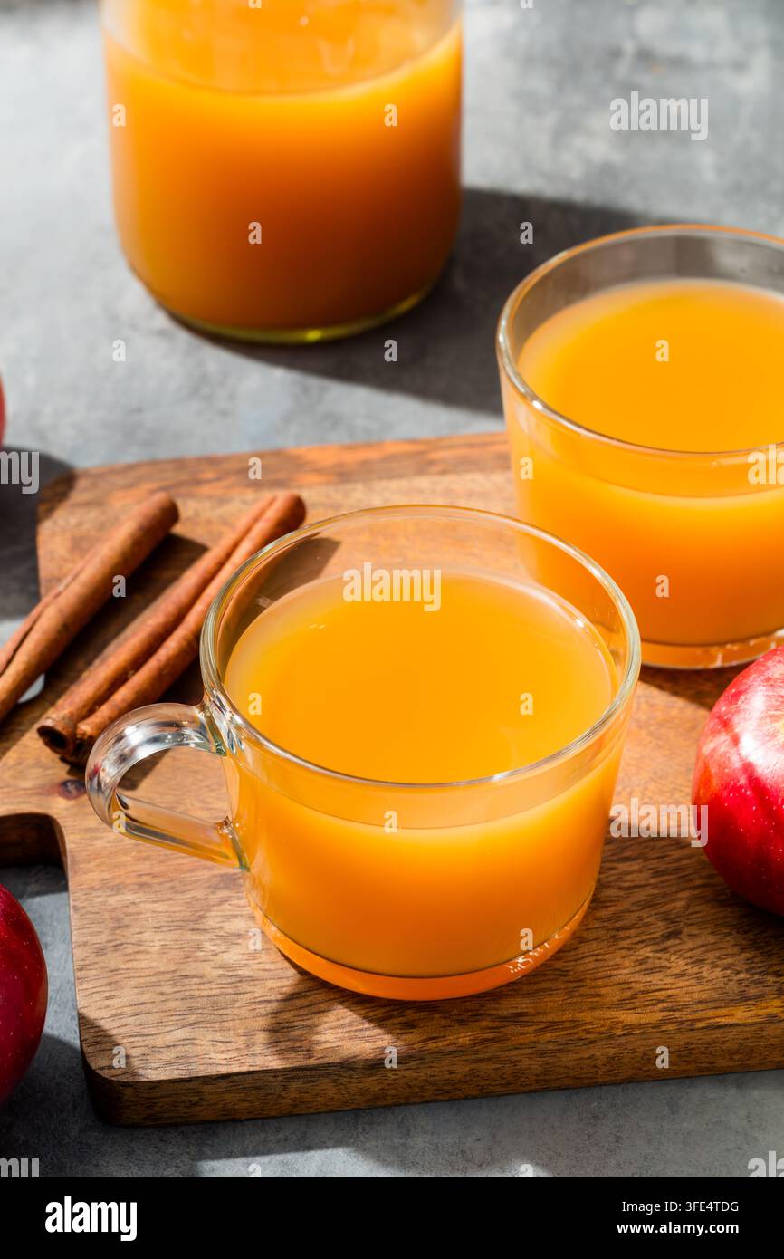 Warmer gewürzter heißer Apfelsaft für den Herbst in einer Tasse Stockfoto