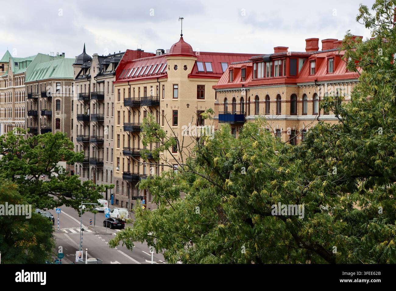 Luftaufnahme von Engelbrektsgatan im Zentrum von Göteborg, Schweden Stockfoto
