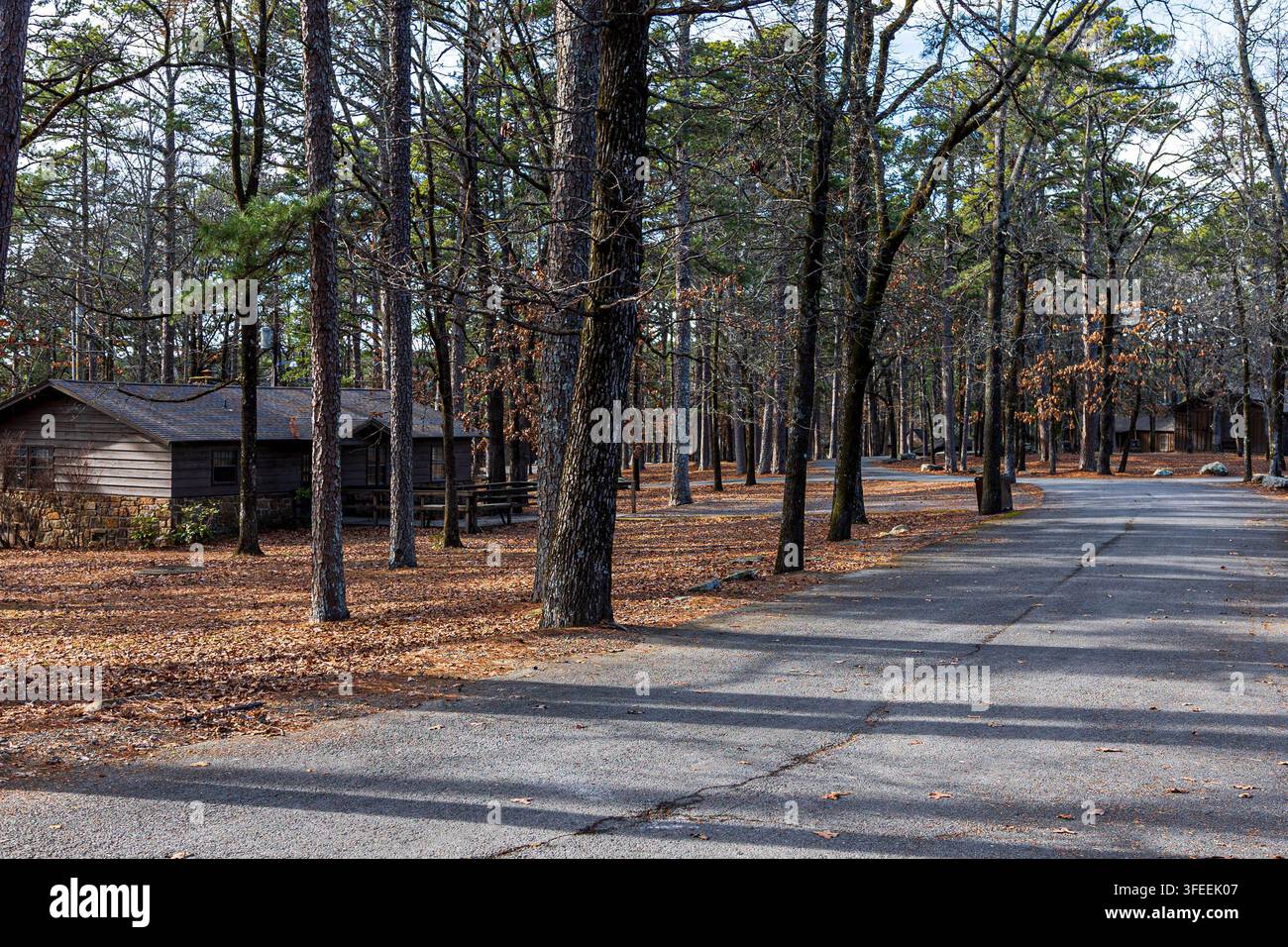 Abgeschiedene Wildnis-Ferienhütten im Petit Jean State Park, Arkansas Stockfoto