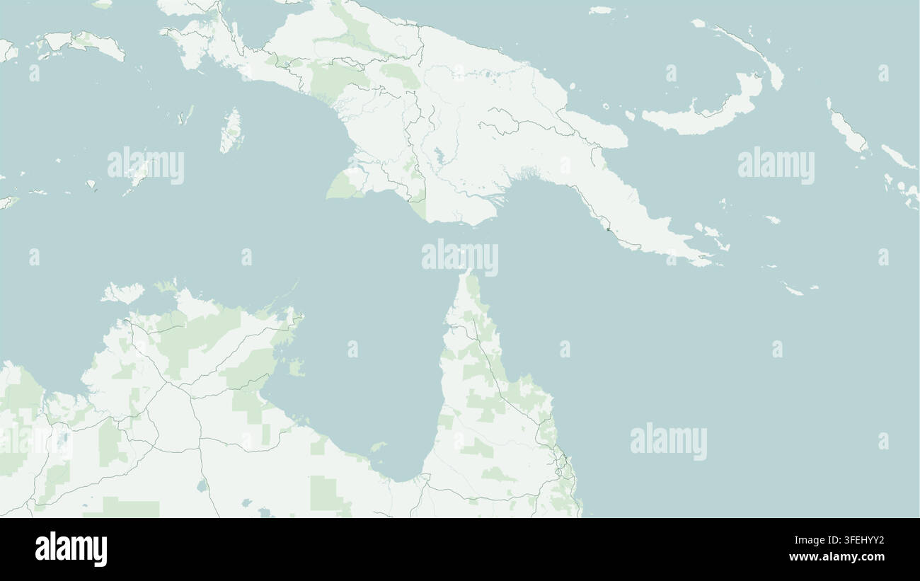 Moderne minimalistische Vektorkarte der Geografie der Torres-Straße mit Inseln, Korallenriffen, Meereskanal, Australien, Papua-Neuguinea für Druckposter, Wandkunst, Art Deco Stock Vektor