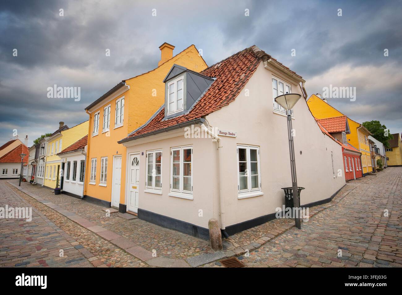 Kreuzung von Ramsherred und Bangs Boder Straßen im Hans-Christian-Andersen-Viertel in Odense, Dänemark Stockfoto