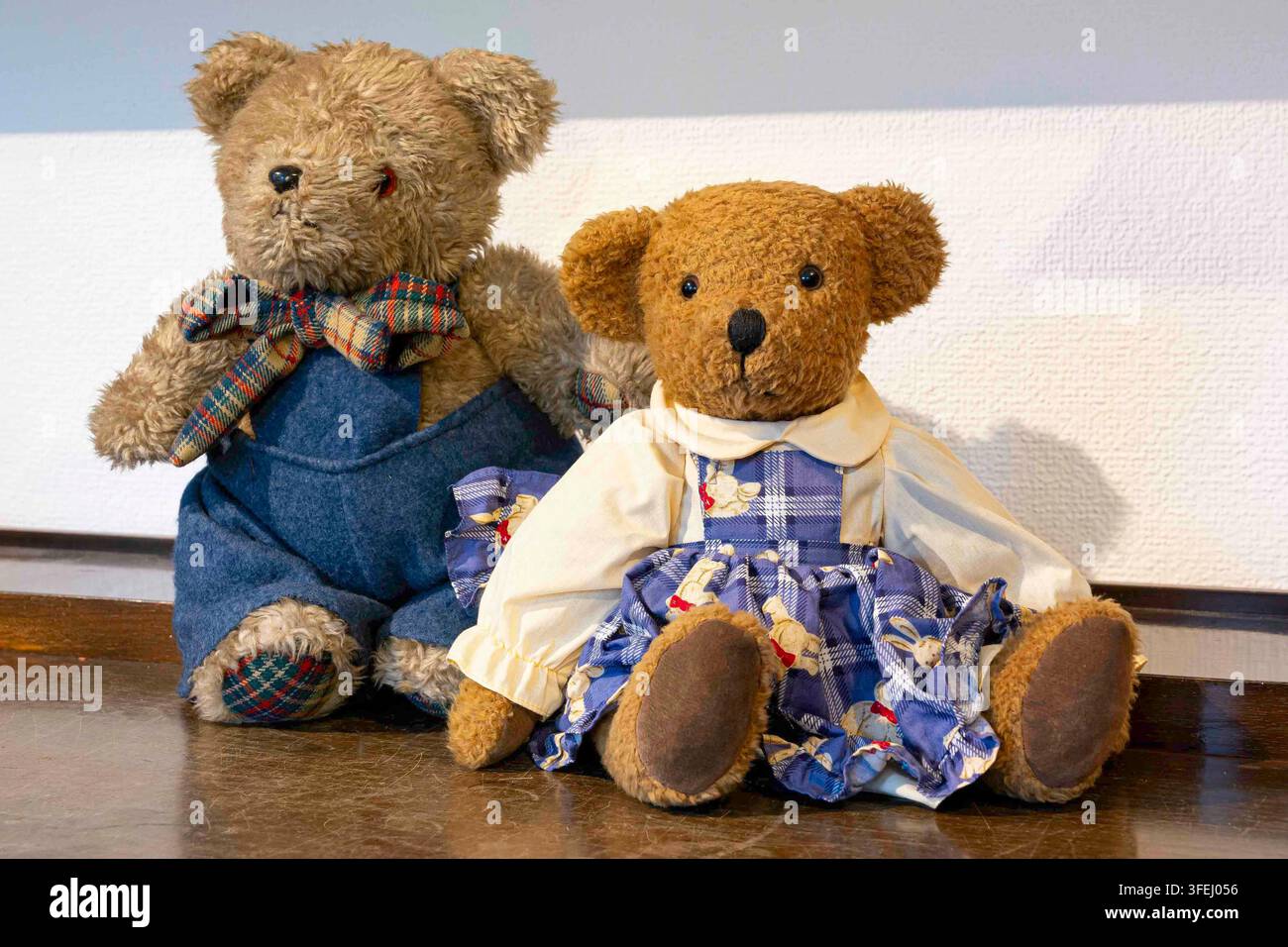 Paul und Paula—Ein Paar stilvoll gekleideter Teddybären Stockfoto