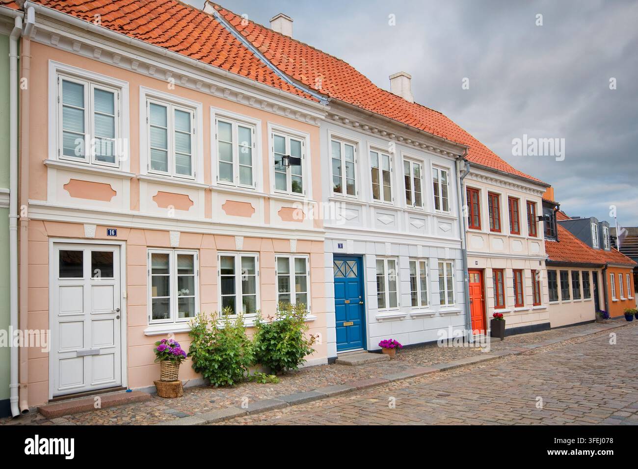 Ramsherred-Straße im Hans-Christian-Andersen-Viertel in Odense, Dänemark Stockfoto