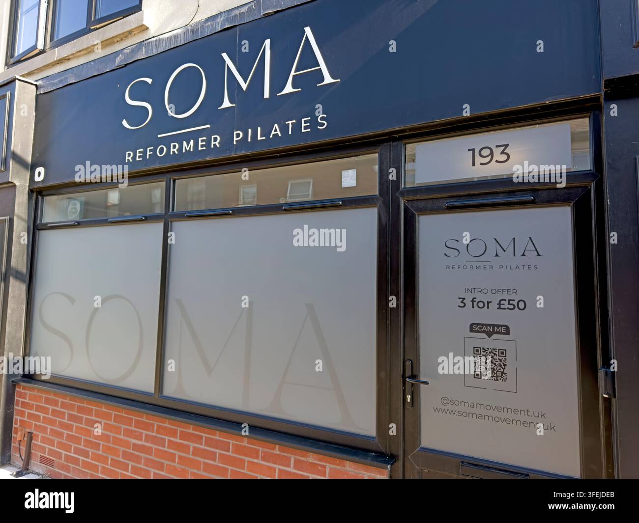 SOMA Reformer Pilates Studio in der 193 Stamford Street Central, Ashton-under-Lyne, Greater Manchester. Stockfoto