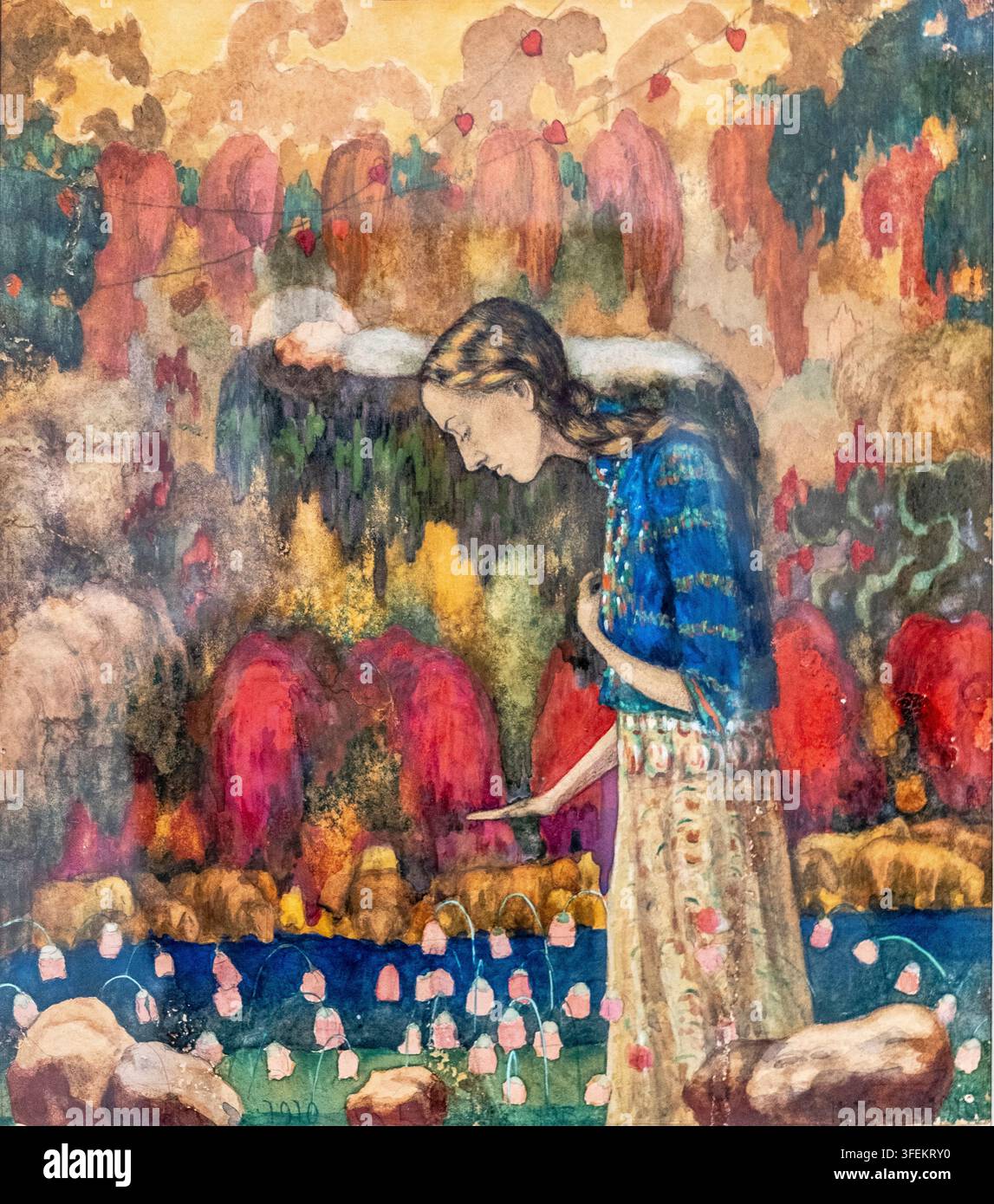 IVAN KLIUN, geb. 1872 - gest. 1943. Porträt der Künstlerehefrau, 1910., Bleistift-Aquarell und Gouache auf Papier. Museum of Modern Art, Costakis-Sammlung. Gr Stockfoto