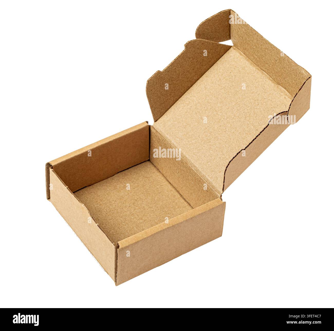 Brauner wellenförmiger Kartonverschluss, bereit für den Versand oder die Verpackung von Produkten Stockfoto
