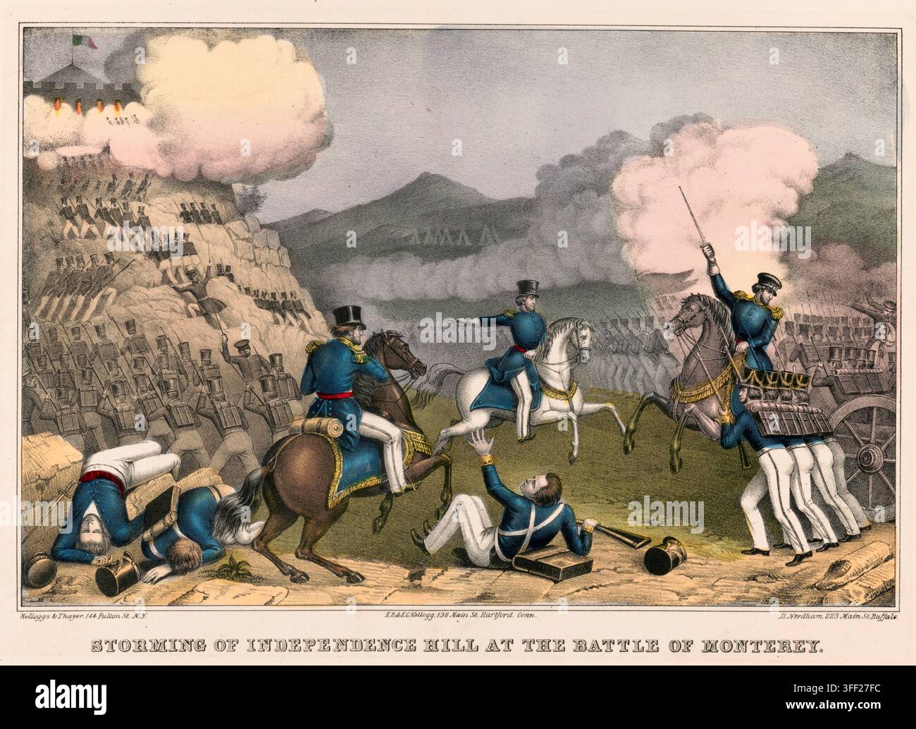 Sturm auf den Independence Hill während der Schlacht von Monterrey im Mexikanisch-Amerikanischen Krieg, September 1846, Amerikanische Geschichte, aut Stockfoto